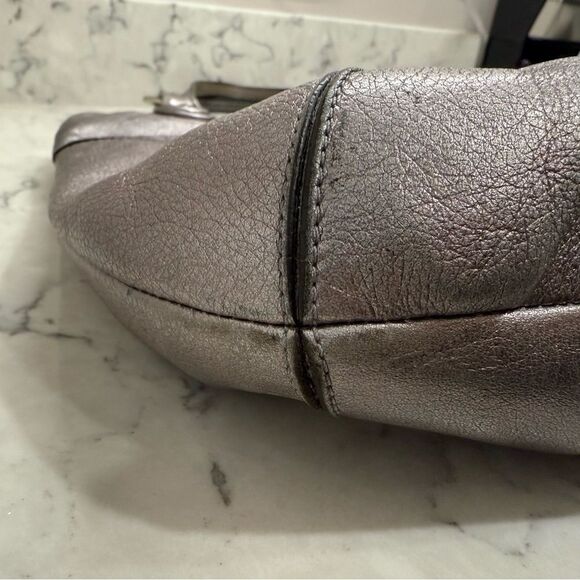 COACH POPPY LEATHER GLAM TOTE BAG ANTHRACITE vintage - Picture 9 of 16